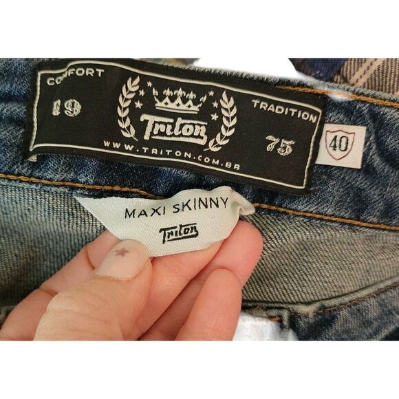 Triton Maxi Skinny Distressed Faded Jeans Womens 6 Blue - Picture 8 of 11